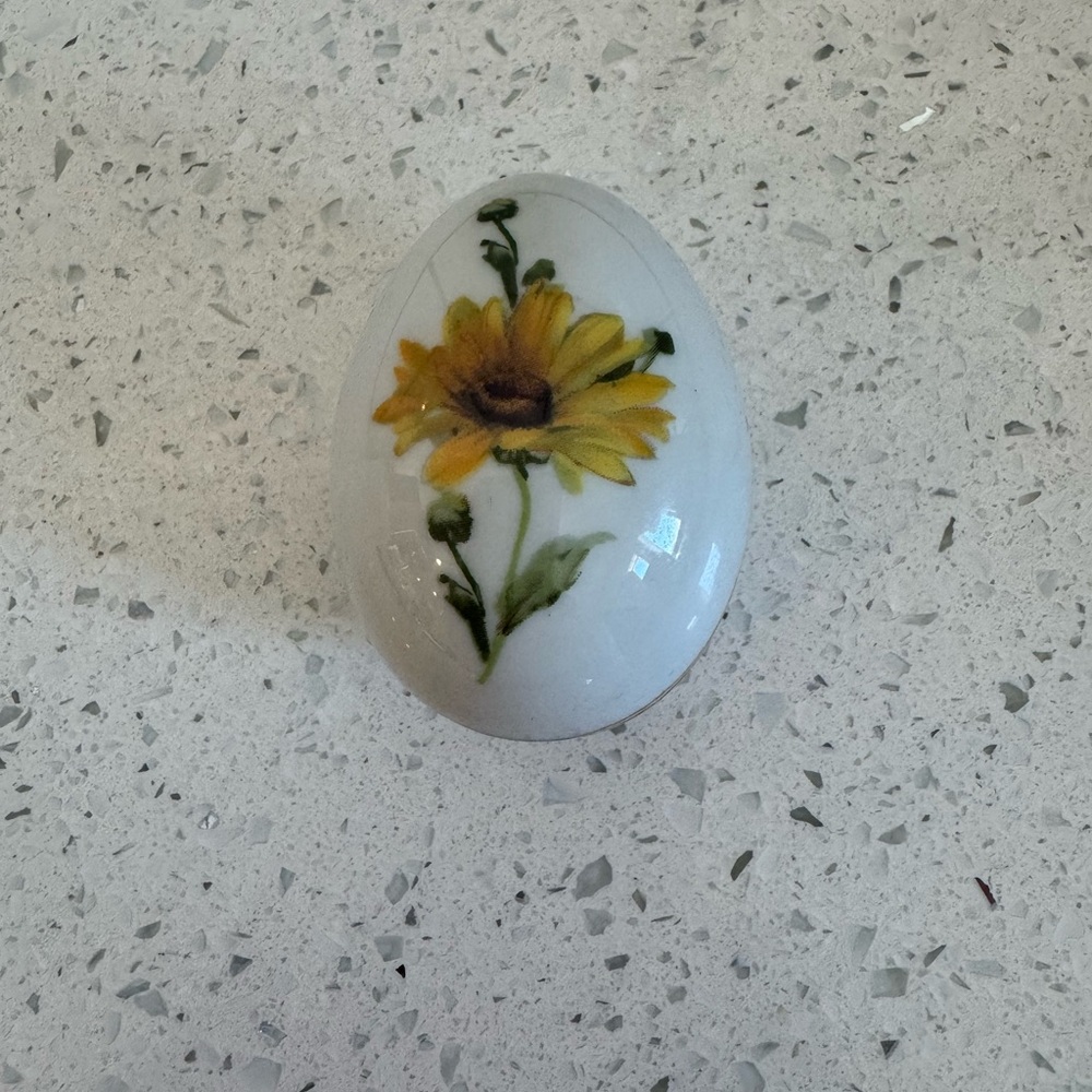 Vintage Limoges France Porcelain Egg Trinket Box Hand Painted Floral